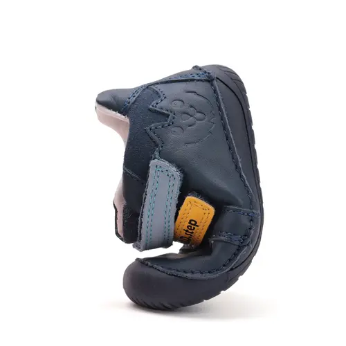 Pantofi D.D. Step baieti, piele naturala, barefoot, primii pasi, bleumarin cu animalut- S070-52141B-25-D.D. Step