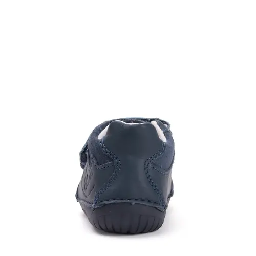 Pantofi D.D. Step baieti, piele naturala, barefoot, primii pasi, bleumarin cu animalut- S070-52141B-25-D.D. Step