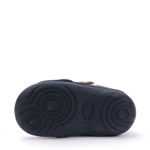 Pantofi D.D. Step fete, primii pasi, piele naturala, talpa flexibila, bleumarin cu umbreluta si norisor- S015-52650A-24-D.D. Step