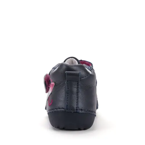 Pantofi D.D. Step fete, primii pasi, piele naturala, talpa flexibila, bleumarin cu umbreluta si norisor- S015-52650A-24-D.D. Step