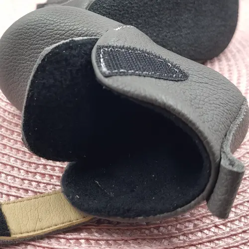 Pantofi de interior pentru copii, piele naturala, talpa din cauciuc antiderapanta, captuseala textila, gri inchis- RO-400-5-25-