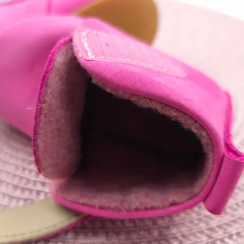 Pantofi de interior pentru copii, piele naturala, talpa din cauciuc antiderapanta, captuseala textila, fuchsia- RO-400-3-25-