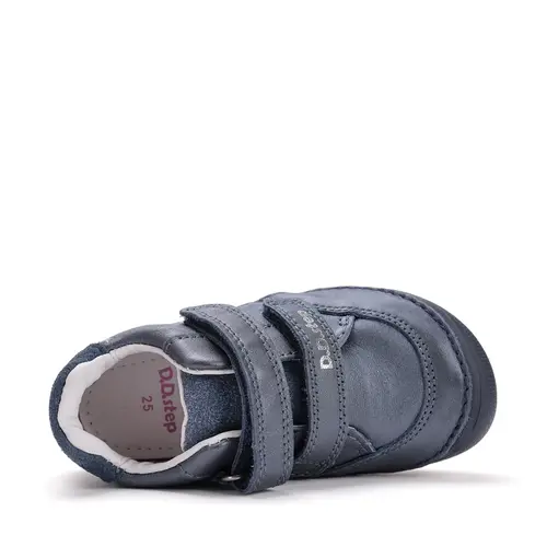 Pantofi din piele naturala pentru copii, barefoot, talpa flexibila, bleumarin, calut, D.D.Step- S063-52564AM-30-D.D. Step