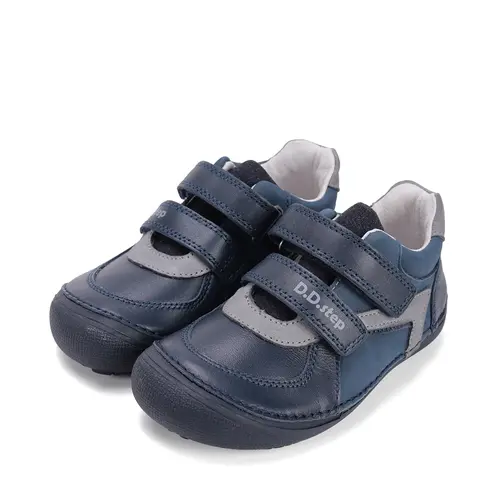 Pantofi din piele naturala pentru copii, barefoot, talpa flexibila, bleumarin, D.D.Step- S063-52548M-30-D.D. Step