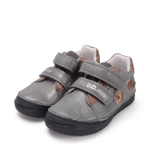 Pantofi din piele naturala, talpa flexibila, D.D Step fete, gri sidef cu inimioare- S040-52547M-30-D.D. Step Pantofi din piele naturala, talpa flexibila, D.D Step fete, gri sidef cu inimioare- S040-52547M-30-D.D. Step