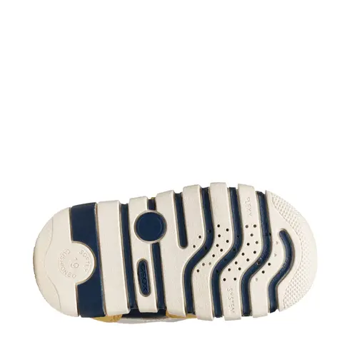 Pantofi Geox baieti, piele naturala,  brant antibacterian, Geox Respira, Iupidoo, bleumarin galben- B3555D-05422-C2QK4-26-GEOX