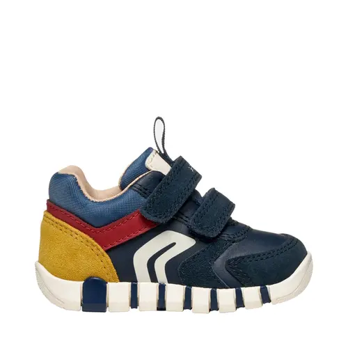 Pantofi Geox baieti, piele naturala,  brant antibacterian, Geox Respira, Iupidoo, bleumarin rosu- B3555D-05422-C4244-26-GEOX