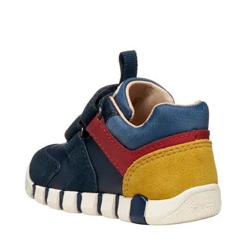 Pantofi Geox baieti, piele naturala,  brant antibacterian, Geox Respira, Iupidoo, bleumarin rosu- B3555D-05422-C4244-26-GEOX