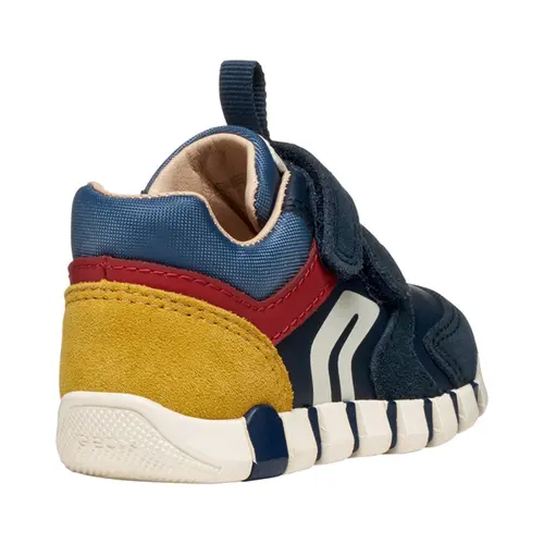 Pantofi Geox baieti, piele naturala,  brant antibacterian, Geox Respira, Iupidoo, bleumarin rosu- B3555D-05422-C4244-26-GEOX