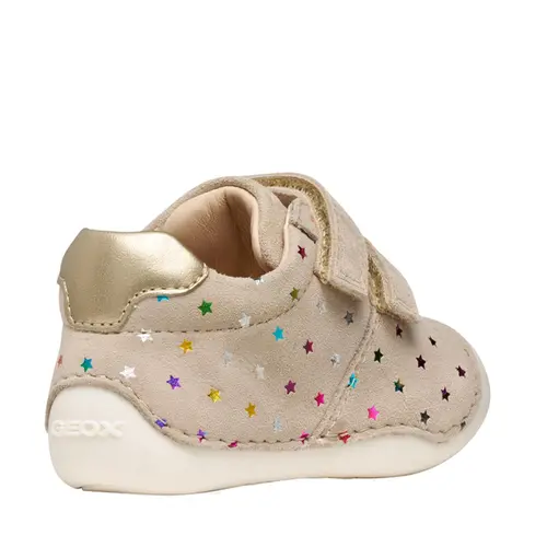 Pantofi primii pasi Geox, piele naturala, talpa flexibila, Tutim bej print- B9440B-007NF-C5379-23-GEOX