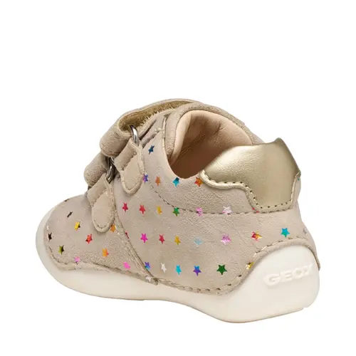 Pantofi primii pasi Geox, piele naturala, talpa flexibila, Tutim bej print- B9440B-007NF-C5379-23-GEOX