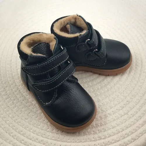 Ghete Copii, piele naturala, captuseala din blana, talpa felxibila, negru, Alpin - RO-116-6-25-