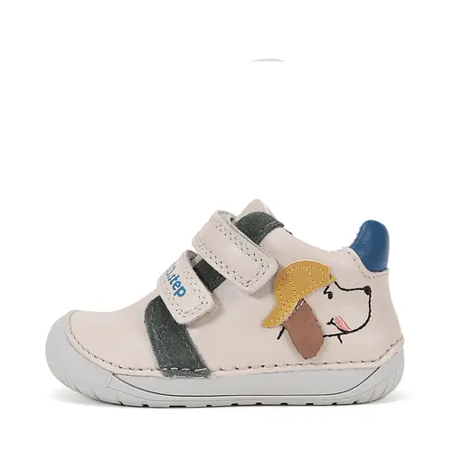 Pantofi Barefoot D.D. Step baieti, piele naturala, primii pasi, crem design cătel_S070-61533A-21_Pebebe