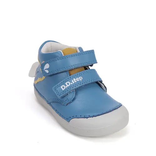 Pantofi D.D. Step baieți, piele naturala, primii pași, talpa felxibilă, albastru, design elefant_S066-61158A-20_Pebebe