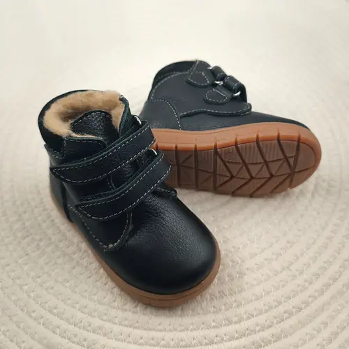 Ghete Copii, piele naturala, captuseala din blana, talpa felxibila, negru, Alpin - RO-116-6-25-