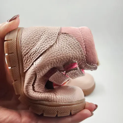 Ghete Copii, piele naturala, captuseala din blana, talpa felxibila, roz, Alpin - RO-116-7-25-