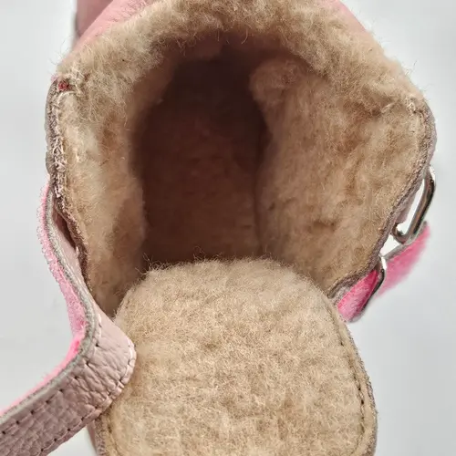 Ghete Copii, piele naturala, captuseala din blana, talpa felxibila, roz, Alpin - RO-116-7-25-