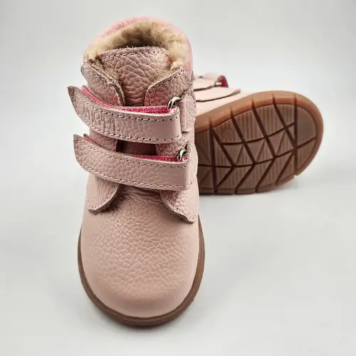 Ghete Copii, piele naturala, captuseala din blana, talpa felxibila, roz, Alpin - RO-116-7-25-