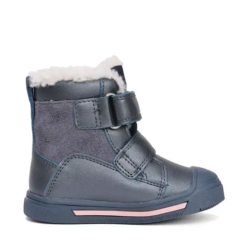 Ghete impermeabile cu supinatie Ponte20, piele naturala, talpa ferma, captuseala blana ecologica, bleumarin sidef cu roz - DA07-5-2758A-27-