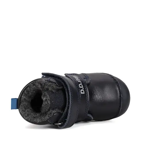 Ghete D.D Step baieti, piele naturala, talpa flexibila, imblanite, bleumarin cu avioane - W015-52347-24-