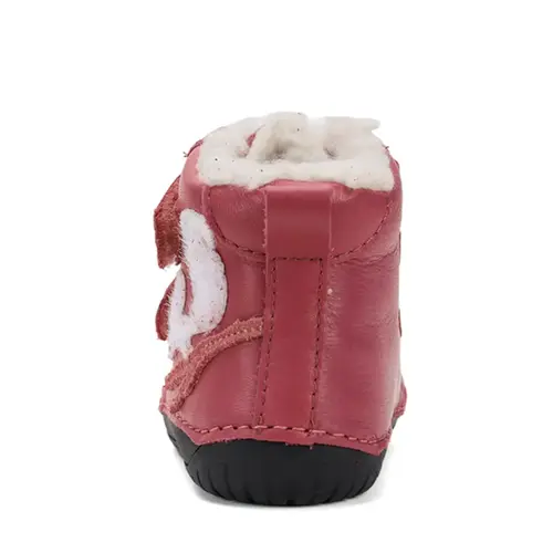 Ghete D.D Step fete, Barefoot, piele naturala, captuseala din blana, roz, emblema cu veverita - W070-52214B-25-