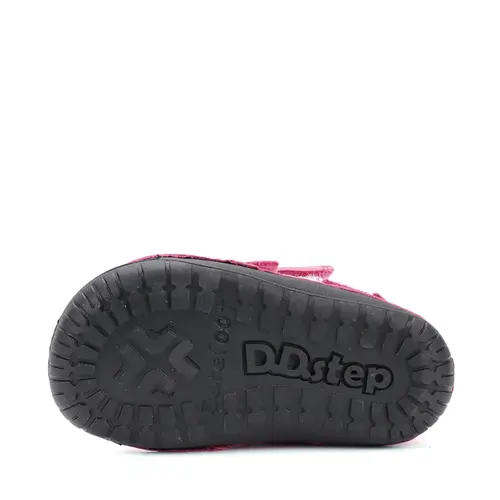 Ghete D.D Step fete, Barefoot, piele naturala, captuseala din blana, roz, emblema cu veverita - W070-52214B-25-