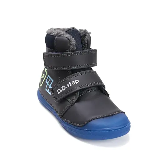 Ghete îmblănite D.D Step baieti, piele naturala, protectie degete, bleumarin, design cu game controller - W049-52250BM-30-