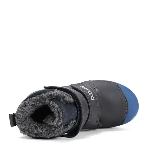 Ghete îmblănite D.D Step baieti, piele naturala, protectie degete, bleumarin, design cu game controller - W049-52250BM-30-
