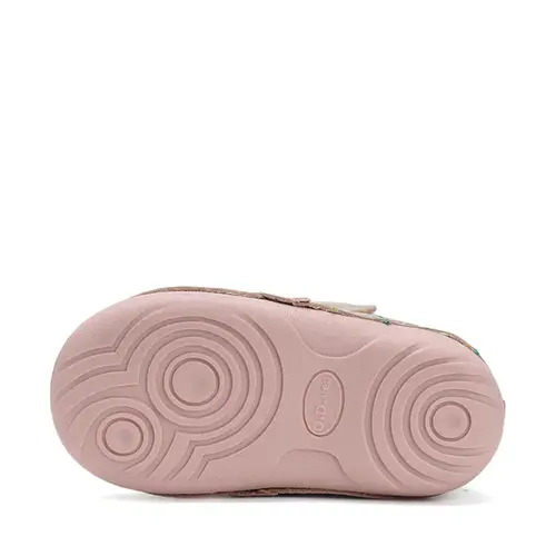 Ghete D.D Step fete, piele naturala, talpa flexibila, imblanite, bronz cu flori si albinute - W015-52997-24-