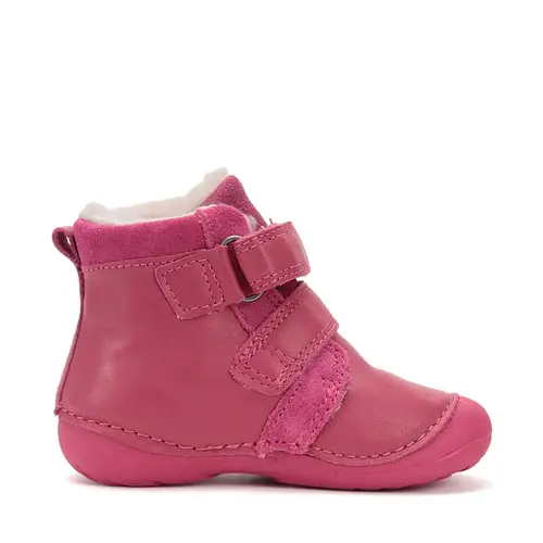 Ghete D.D Step fete, piele naturala, talpa flexibila, imblanite, roz cu flori si albinute - W015-52997A-24-