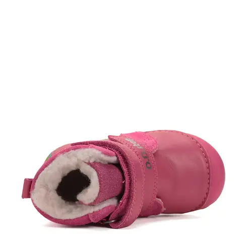 Ghete D.D Step fete, piele naturala, talpa flexibila, imblanite, roz cu flori si albinute - W015-52997A-24-