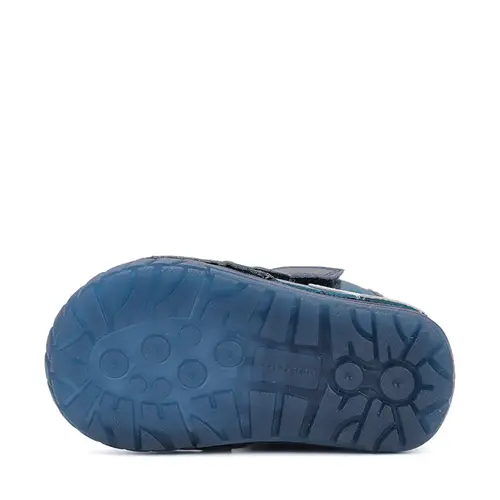 Ghete imblanite D.D.Step, piele naturala, talpa flexibila, albastru, animalute din jungla - W029-52287-24-