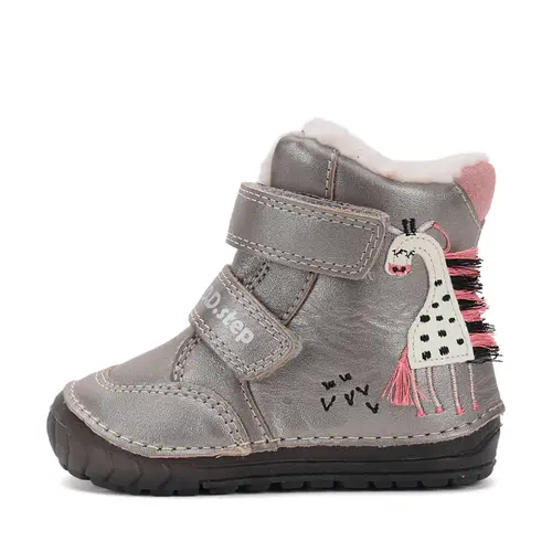 Ghete inalte imblanite D.D.Step, piele naturala, talpa flexibila si fluorsecenta, bronz, model cu girafa - W029-52766-24-