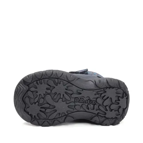 Ghete impermeabile D.D Step, captuseala din blana, Aqua-Tex, bleumarin cu print bleu - P081-52299A-27-