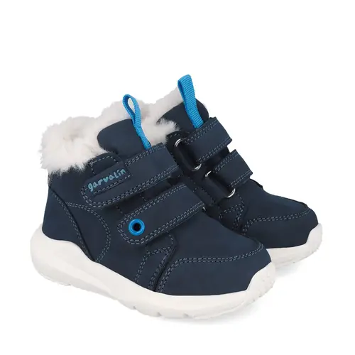 Ghete rezitente la apa, îmblănite, piele naturală, bleumarin, Garvalin - 251350-A089FB-26-