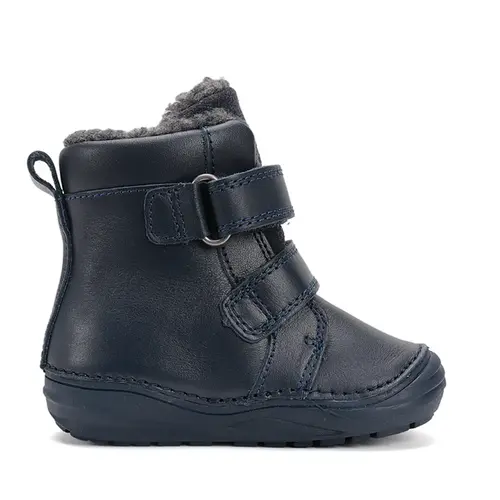 Ghete inalte din piele naturala pentru baieti, D.D.Step, imblanite, bleumarin, desen cos baschet - W071-52577B-25-