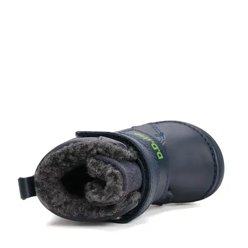 Ghete inalte din piele naturala pentru baieti, D.D.Step, imblanite, bleumarin, desen cos baschet - W071-52577B-25-