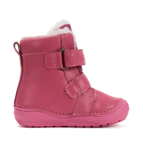 Ghete inalte din piele naturala pentru fete, D.D.Step, imblanite, roz, pasare in colivie - W071-52381-25-