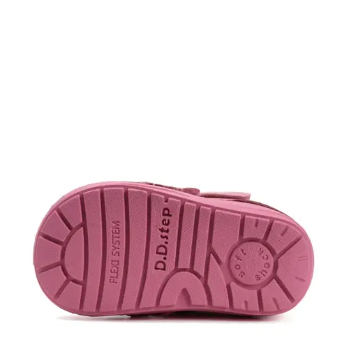 Ghete inalte din piele naturala pentru fete, D.D.Step, imblanite, roz, pasare in colivie - W071-52381-25-