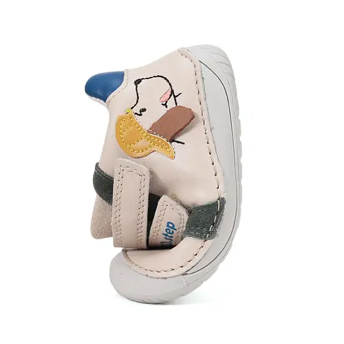 Pantofi Barefoot D.D. Step baieti, piele naturala, primii pasi, crem design cătel_S070-61533A-21_Pebebe