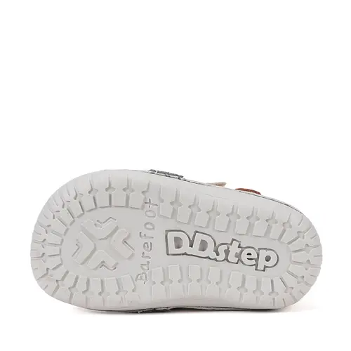 Pantofi Barefoot D.D. Step baieti, piele naturala, primii pasi, crem design cătel_S070-61533A-21_Pebebe