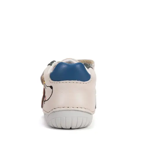 Pantofi Barefoot D.D. Step baieti, piele naturala, primii pasi, crem design cătel_S070-61533A-21_Pebebe