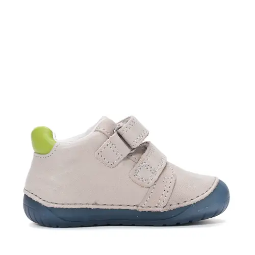 Pantofi Barefoot D.D. Step baieti, piele naturala, primii pasi, gri deschis, design submarin_S070-61420A-21_Pebebe