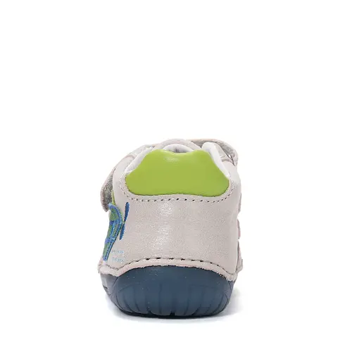 Pantofi Barefoot D.D. Step baieti, piele naturala, primii pasi, gri deschis, design submarin_S070-61420A-21_Pebebe