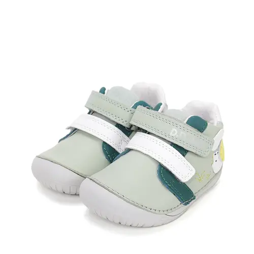 Pantofi Barefoot D.D. Step baieti, piele naturala, primii pasi, verde menta, design cu melc_S070-61995B-21_Pebebe