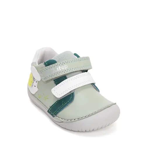 Pantofi Barefoot D.D. Step baieti, piele naturala, primii pasi, verde menta, design cu melc_S070-61995B-21_Pebebe