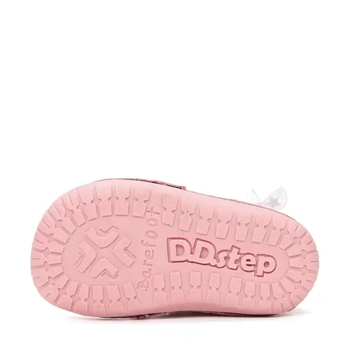 Pantofi Barefoot D.D. Step fete, piele naturala, primii pasi, roz, design cu lebadă_S070-61837A-21_Pebebe