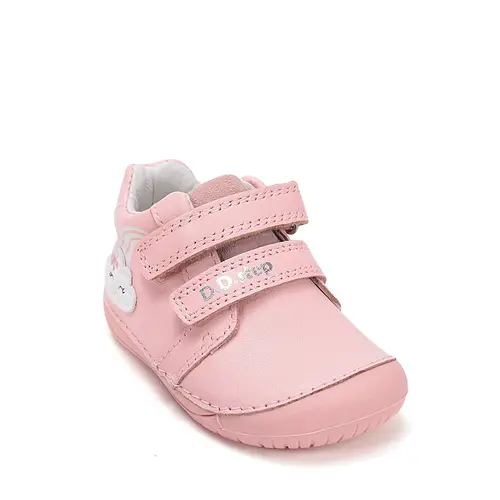 Pantofi Barefoot D.D. Step fete, piele naturala, primii pasi, roz, design cu norisor_S070-61244-21_Pebebe