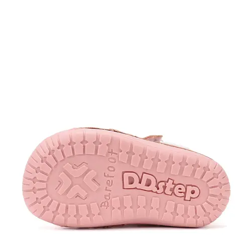 Pantofi Barefoot D.D. Step fete, piele naturala, primii pasi, roz, design cu norisor_S070-61244-21_Pebebe