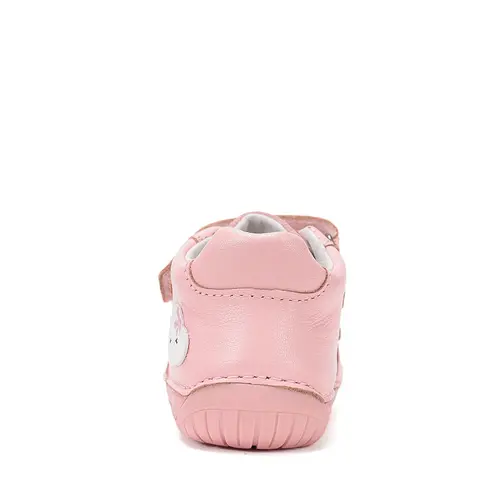 Pantofi Barefoot D.D. Step fete, piele naturala, primii pasi, roz, design cu norisor_S070-61244-21_Pebebe